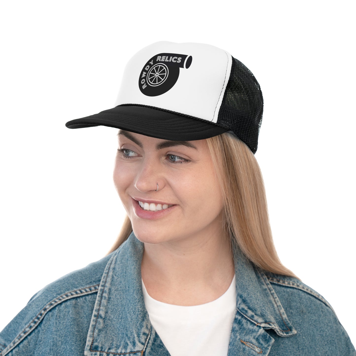 BLACK PRINT TURBO TRUCKER HAT